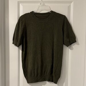Wool/Modal Blend - Green Short Sleeve Sweater Medium